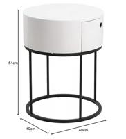 Bendt Rond Nachtkastje 'Gaga' met lade, kleur Wit - thumbnail