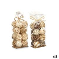 Set decoratieve ballen Gift Decor Wit Bruin 8 x 22 x 8 cm 9 x 25 x 8 cm (12 Stuks) - thumbnail