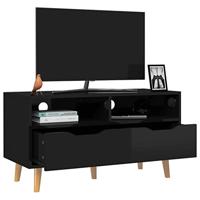 Tv-meubel 90x40x48,5 cm bewerkt hout hoogglans zwart - thumbnail