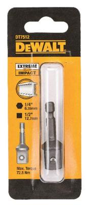 DeWalt Accessoires impact slagschroefadapter 1/4" hex naar 1/2" - dt7512-qz DeWalt Accessoires impact slagschroefadapter 1/4" hex naar 1/2" - dt7512-qz