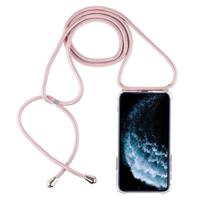 Vierhoek anti-val trasparent TPU mobiele telefoon geval met Lanyard voor iPhone 11 Pro (Rose Gold) - thumbnail