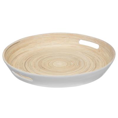 4goodz Dienblad Rond Van Bamboe Met Handgrepen 42cm - Wit 4goodz Dienblad Rond Van Bamboe Met Handgrepen 42cm - Wit