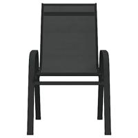 Tuinstoelen stapelbaar 6 st textileen stof zwart - thumbnail