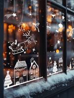 Raamsticker kerstdorp wit - thumbnail