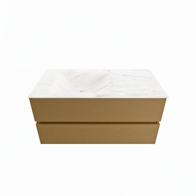 MONDIAZ VICA-DLUX 100cm badmeubel onderkast Oro 2 lades. Inbouw wastafel CLOUD links zonder kraangat, kleur Ostra.