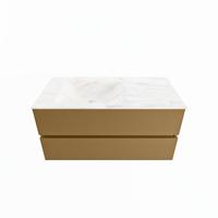 MONDIAZ VICA-DLUX 100cm badmeubel onderkast Oro 2 lades. Inbouw wastafel CLOUD links zonder kraangat, kleur Ostra. - thumbnail