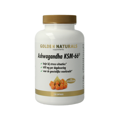 Golden Naturals Ashwagandha KSM-66 120 Vegetarische capsules