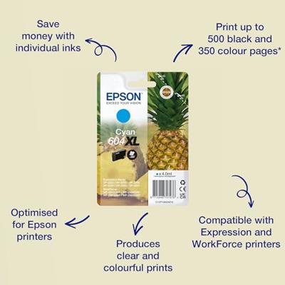 Epson Inktcartridge 604XL Origineel Cyaan C 13 T 10H24010 - thumbnail