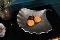 Decoratieve kom GINKGO 42cm zilver handgemaakt metaal - 41776 - thumbnail