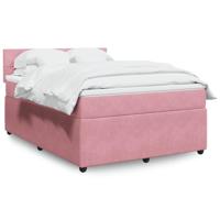Boxspring met matras fluweel roze 140x200 cm - thumbnail