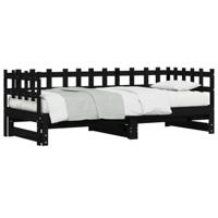 Slaapbank uitschuifbaar massief grenenhout zwart 2x(90x200) cm - thumbnail