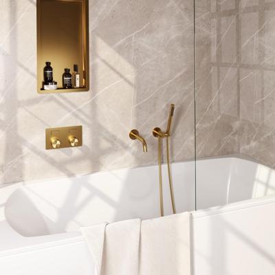Gold Carving thermostatische inbouw badkraan SET 03 - goud geborsteld PVD