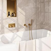 Gold Carving thermostatische inbouw badkraan SET 03 - goud geborsteld PVD - thumbnail