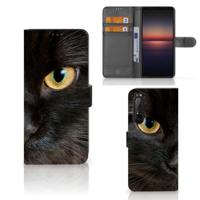Sony Xperia 1 II | Telefoonhoesje | Met pasjeshouder | Zwarte Kat - thumbnail