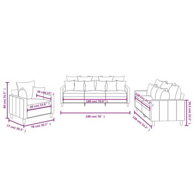 3-delige Loungeset met kussens fluweel blauw - thumbnail