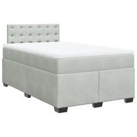 Boxspring met matras fluweel lichtgrijs 120x200 cm - thumbnail