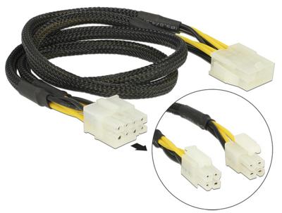 Delock 83653 Verlengkabel Voeding 8-pins EPS male (2 x 4-pins) > 8-pins female 44cm