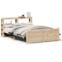 Bedframe met hoofdbord massief grenenhout wit 140x200 cm - thumbnail
