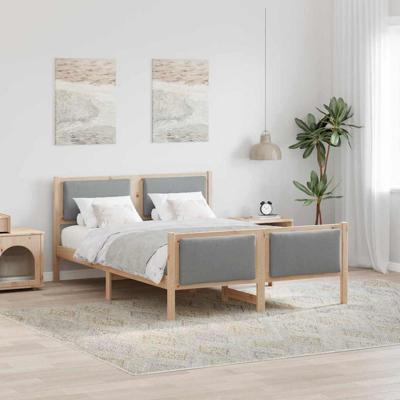 Bedframe met hoofdeinde Lichtgrijs 160 x 200 cm Stof Bedframe met hoofdeinde Lichtgrijs 160 x 200 cm Stof