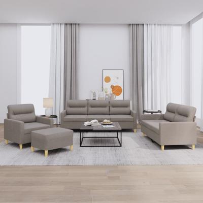 4-delige Loungeset met kussens stof taupe