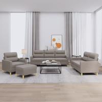 4-delige Loungeset met kussens stof taupe - thumbnail