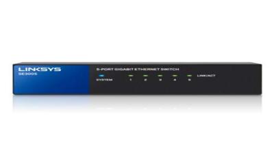 Linksys SE3005: 5-poorts Gigabit Ethernet Unmanaged Switch, computernetwerk, auto-sensing-poorten maximaliseren de gegevensstroom tot 1.000 Mbps (zwart, blauw)
