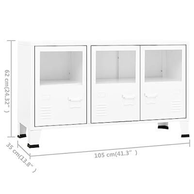 Dressoir 105x35x62 cm metaal en glas wit