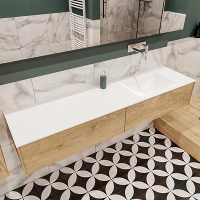 Mondiaz Lush Cloud badmeubel Washed oak 180 cm 2 lades solid surface enkele spoelbak rechts zonder kraangat Mondiaz Lush Cloud badmeubel Washed oak 180 cm 2 lades solid surface enkele spoelbak rechts zonder kraangat