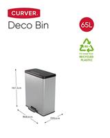 Curver Deco bin slim 254610 Afvalbak 65 l (b x h x d) 480 x 615 x 280 mm Zilver, Zwart 1 stuk(s) - thumbnail