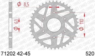 AFAM Chain wheel 520 45z steel black