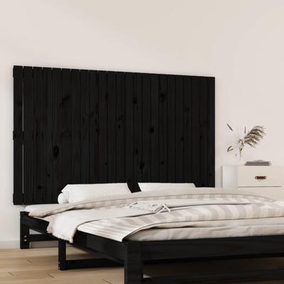 Wandhoofdbord 147x3x90 cm massief grenenhout zwart