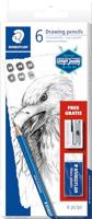 Staedtler Lumograph 61 100 C6 Potloodset Hardheid: 6B, 4B, 2B, B, HB, 2H 1 set(s) - thumbnail