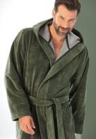 Cawo herenbadjas met capuchon - katoenen badjas - groen-58/60 - thumbnail