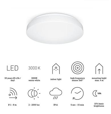 Steinel 079734 INNENLEUCHTE RS 20 LED LED-plafondlamp met bewegingsmelder LED LED vast ingebouwd 9.4 W Wit Steinel 079734 INNENLEUCHTE RS 20 LED LED-plafondlamp met bewegingsmelder LED LED vast ingebouwd 9.4 W Wit