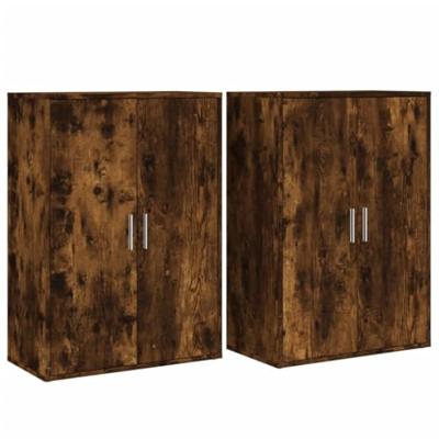 Dressoirs 2 st 60x31x84 cm bewerkt hout gerookt eikenkleurig