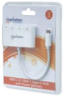Manhattan 163552 USB-C 3.1 G1 type C-hub met laadpoort, wit - thumbnail