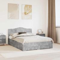 Bedframe met hoofdeinde Beton Grijs 140 x 190 cm Bewerkt hout - thumbnail