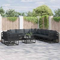 Tuinbankenset met kussen 9 pcs Zwart Aluminium - thumbnail