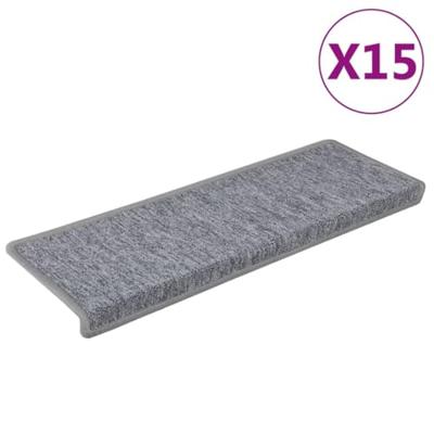 VidaXL Trapmatten 15 st 65x21x4 cm lichtgrijs met rechthoekige rand VidaXL Trapmatten 15 st 65x21x4 cm lichtgrijs met rechthoekige rand