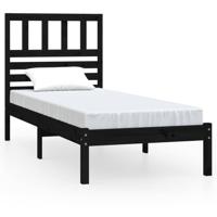Bedframe massief grenenhout zwart 75x190 cm - thumbnail