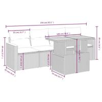 5-delige Loungeset met kussens poly rattan zwart - thumbnail