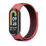 Sport loop nylon bandje - Zwart met lichtrood - Xiaomi Smart Band 8 / 9 / 10 - thumbnail