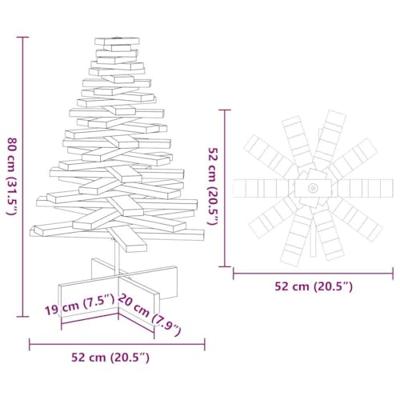 VidaXL Kerstdecoratie kerstboom 80 cm massief grenenhout wasbruin VidaXL Kerstdecoratie kerstboom 80 cm massief grenenhout wasbruin