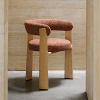 Kave Home Eetkamerstoel 'Granite' Chenille en essenhout, kleur Terracotta/Naturel - thumbnail