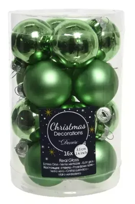 Decoris kerstballen glas groen 3,5cm 16st Decoris kerstballen glas groen 3,5cm 16st