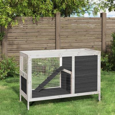 VidaXL Konijnenhok 103x44x69,5 cm massief grenenhout grijs VidaXL Konijnenhok 103x44x69,5 cm massief grenenhout grijs