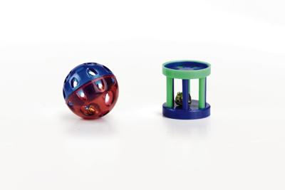 Beeztees Balletje+Roller/Bel - Kattenspeelgoed - 4 cm - 2ST