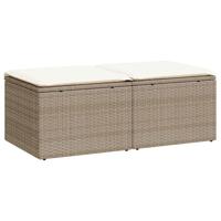 2-delige Loungeset met kussens poly rattan acacia beige - thumbnail