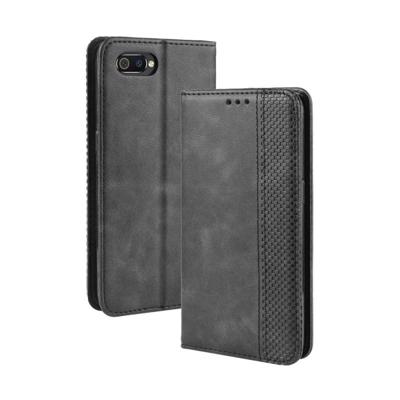 Magnetische Buckle retro Crazy Horse textuur horizontale Flip lederen case voor OPPO Realme C2/A1K met houder & kaartsleuven & fotolijstjes (zwart)