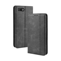 Magnetische Buckle retro Crazy Horse textuur horizontale Flip lederen case voor OPPO Realme C2/A1K met houder & kaartsleuven & fotolijstjes (zwart) - thumbnail